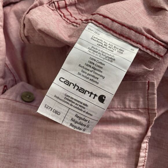 Carhartt Short Sleeve Button Up Size Large Red Cotton - Picture 7 of 7